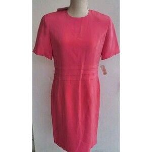 Talbots Women's Hot Pink Midi Short Sleeves Sheath Dress Size 6